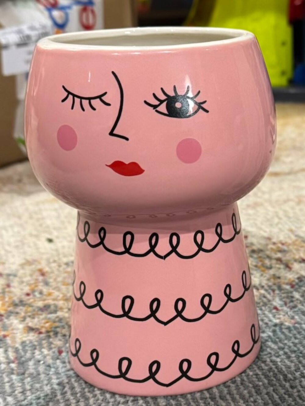 🌺ALDI FIND - Huntington Home Pink Ceramic Face Planter🌸🌺